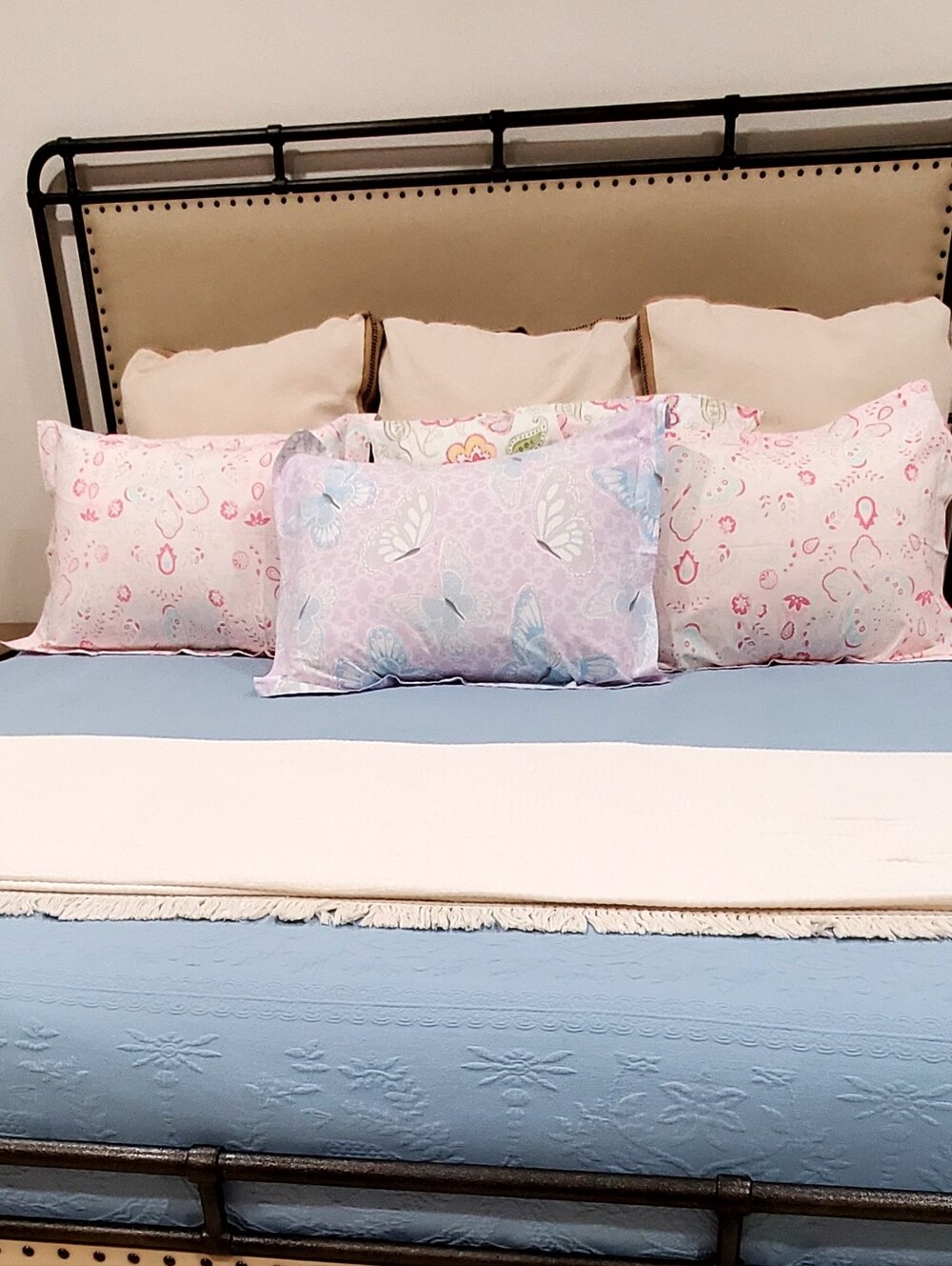 Pottery Barn Kids Lot Of 4 Pillow Shams, Cotton, Pink/Purple Butterflies/Flowers